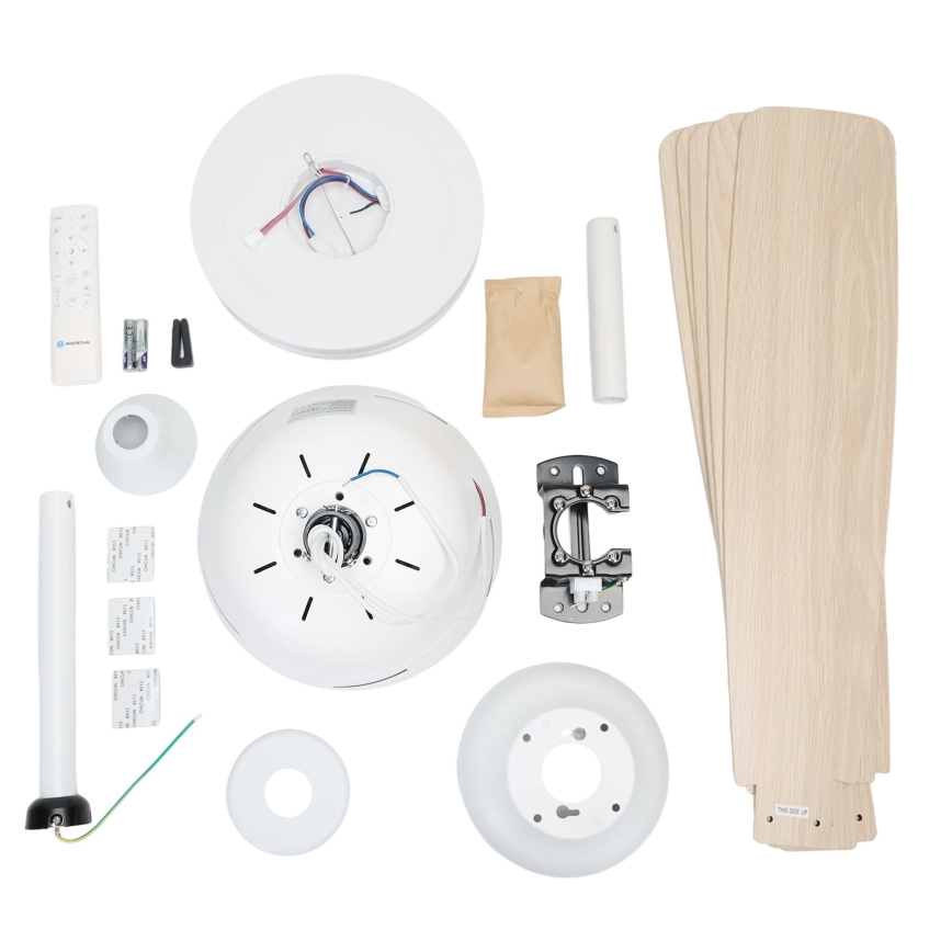 Aigostar - LED dimbare plafondventilator LED/20W/230V 2700-6500K 132cm wit/beige + afstandsbediening