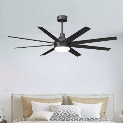 Aigostar - LED dimbare plafondventilator LED/24W/230V 2700-6500K 165cm zwart + afstandsbediening