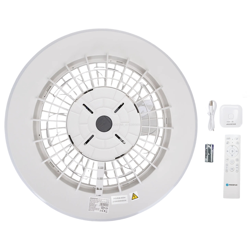 Aigostar - LED Dimbare plafondlamp met ventilator LED/40W/230V 2700-6500K diameter 48,5 cm wit + afstandsbediening