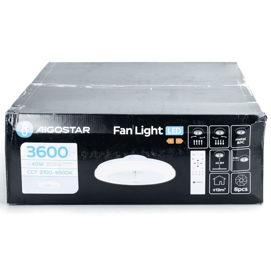 Aigostar - LED dimbare plafondventilator LED/40W/230V 2700-6500K diameter 48 cm + afstandsbediening wit