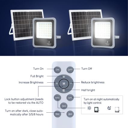 Aigostar - LED Dimbare zonne-schijnwerper LED/100W/3,2V IP65 10000 mAh + AB