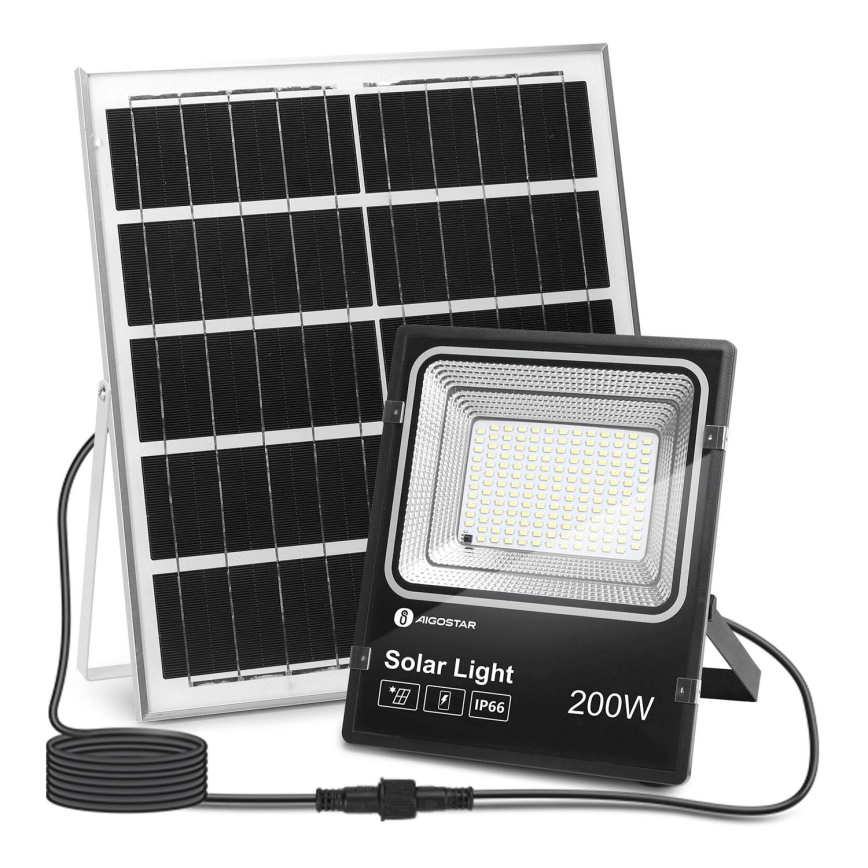 Aigostar - LED Dimbare zonne-schijnwerper LED/200W/3,2V IP66 + afstandsbediening
