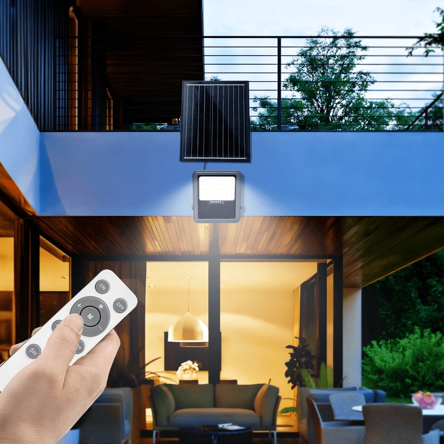 Aigostar - LED Dimbare zonne-schijnwerper LED/200W/3,4V IP65 + afstandsbediening