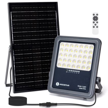 Aigostar - LED Dimbare zonne-schijnwerper LED/200W/3,4V IP65 + afstandsbediening