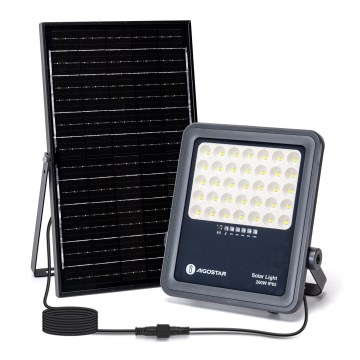 Aigostar - LED Dimbare zonne-schijnwerper LED/200W/3,4V IP65 + afstandsbediening