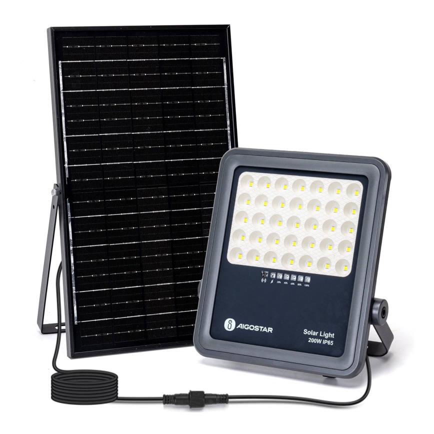 Aigostar - LED Dimbare zonne-schijnwerper LED/200W/3,4V IP65 + afstandsbediening