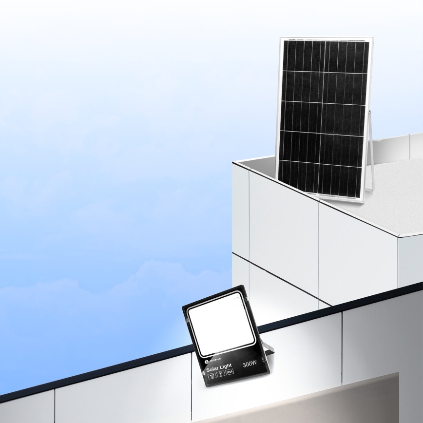 Aigostar - LED Dimbare zonne-schijnwerper LED/300W/3,2V IP66 + afstandsbediening