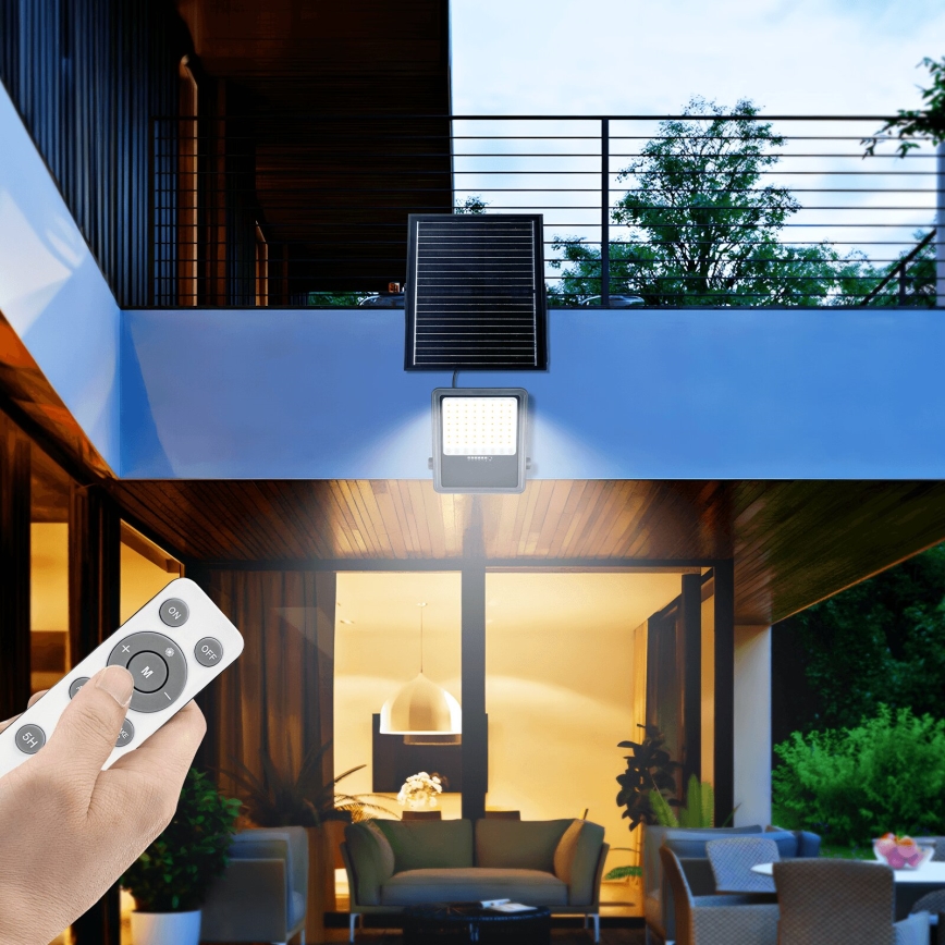 Aigostar - LED Dimbare zonne-schijnwerper LED/300W/3,4V IP65 + afstandsbediening