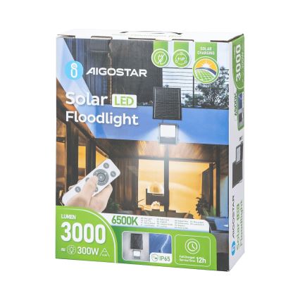 Aigostar - LED Dimbare zonne-schijnwerper LED/300W/3,4V IP65 + afstandsbediening