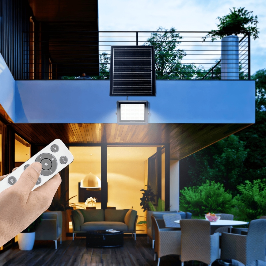 Aigostar - LED Dimbare zonne-schijnwerper LED/300W/3,4V IP65 + afstandsbediening