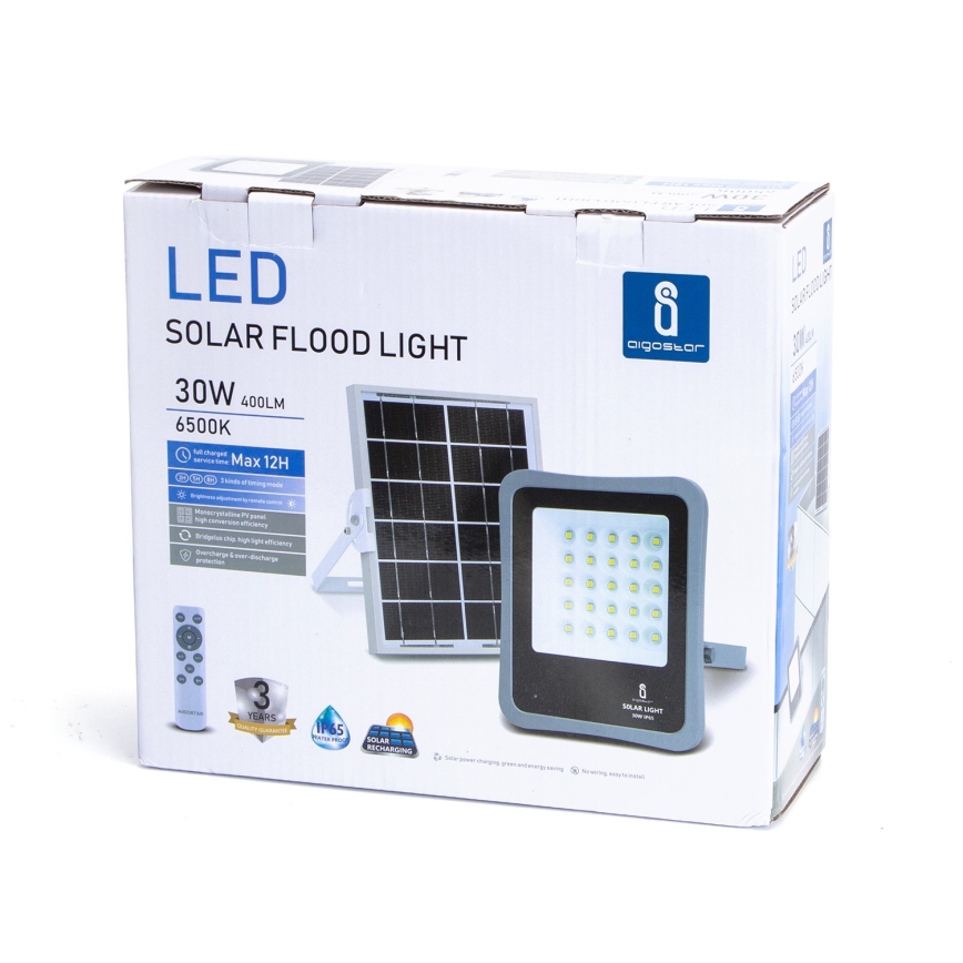 Aigostar - LED Dimbare zonne-schijnwerper LED/30W/3,2V 20000 mAh IP67 + AB