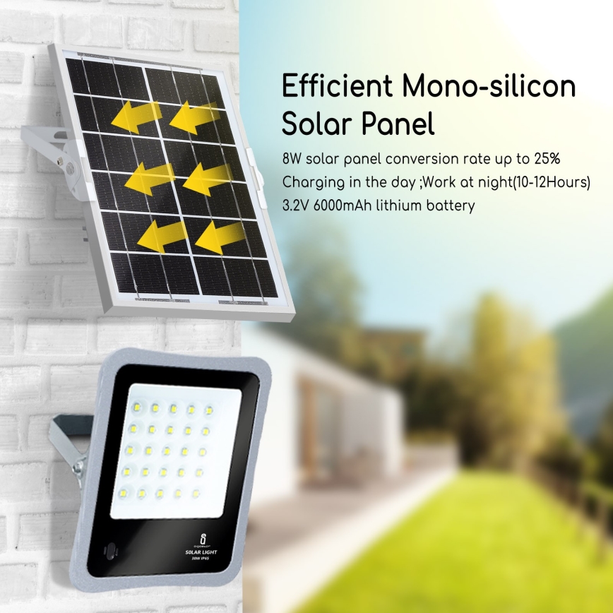 Aigostar - LED Dimbare zonne-schijnwerper LED/50W/3,2V IP65 6000 mAh + AB