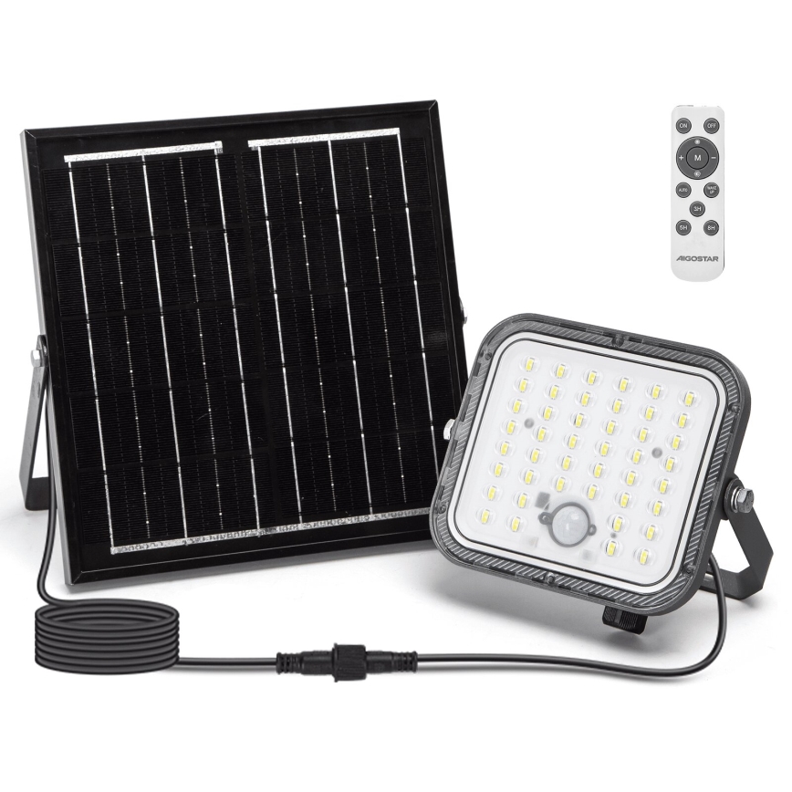 Aigostar - LED Dimbare zonne-schijnwerper met sensor LED/80W/3,4V 6500K IP66 4000 mAh + afstandsbediening
