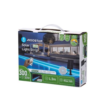 Aigostar - LED Dimbare zonnestrip LED/1,6W/3,2V 3 m 1600 mAh 6500K IP65 + afstandsbediening