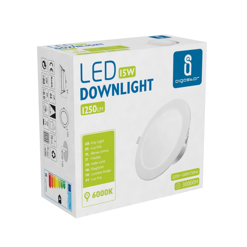 Aigostar - Hangende LED Badkamer plafond verlichting LED/15W/230V 6000K IP44 diameter 14,5 cm wit