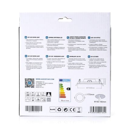 Aigostar - LED Hang plafondverlichting ULTRATHIN LED/16W/230V 6000K wit