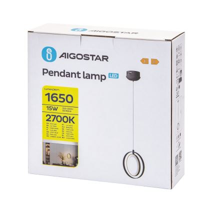 Aigostar - LED Hanglamp aan een koord LED/15W/230V 2700K zwart