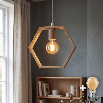 Aigostar - LED hanglamp van dennenhout aan snoer 1xE27/9W/230V 2200K