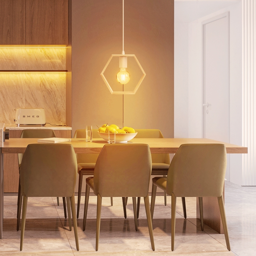 Aigostar - LED hanglamp van dennenhout aan snoer 1xE27/9W/230V 2200K