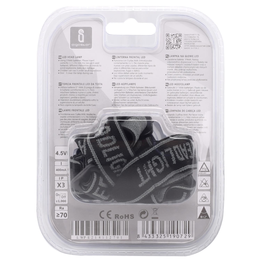 Aigostar - LED Hoofdlamp LED/1,8W/3xAAA