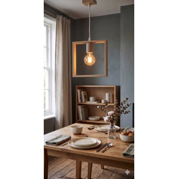 Aigostar - LED houten hanglamp met kabel 1xE27/9W/230V 2200K dennenhout