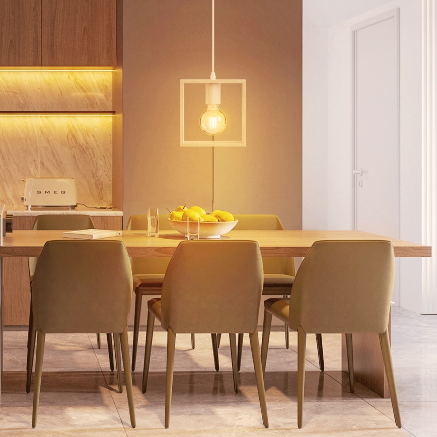 Aigostar - LED houten hanglamp met kabel 1xE27/9W/230V 2200K dennenhout