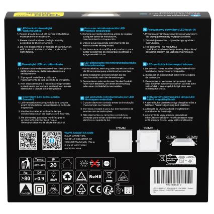 Aigostar - LED inbouwarmatuur/12W/230V 3000K 17,5x17,5 cm wit