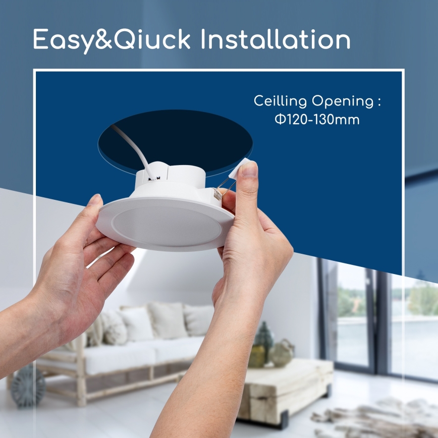 Aigostar - LED inbouwspot voor badkamer, 15W, 230V, 4000K, IP44, Ø 14,5 cm, wit