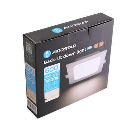 Aigostar - LED-inbouwarmatuur 6W/230V 3000K 12x12 cm wit