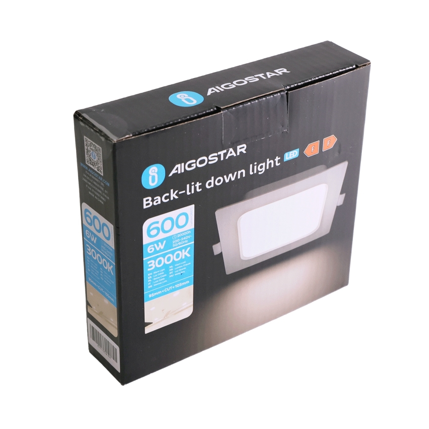 Aigostar - LED-inbouwarmatuur 6W/230V 3000K 12x12 cm wit