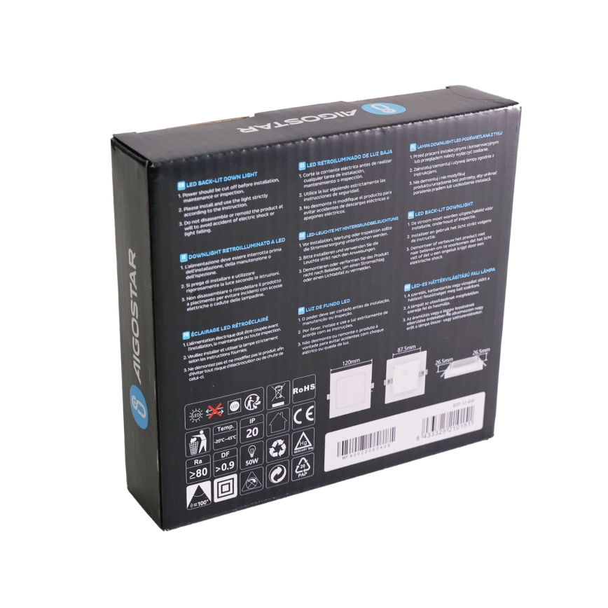 Aigostar - LED-inbouwarmatuur 6W/230V 3000K 12x12 cm wit
