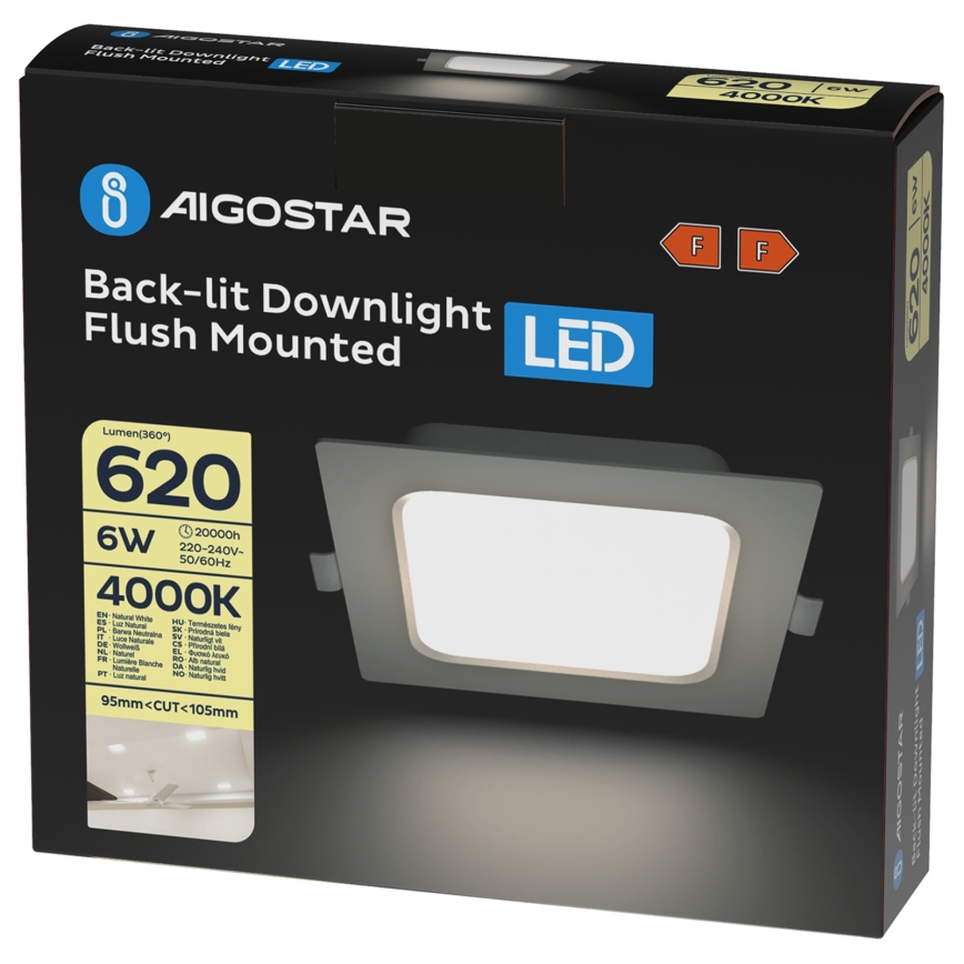 Aigostar - LED inbouwarmatuur 6W/230V 4000K 12x12 cm wit