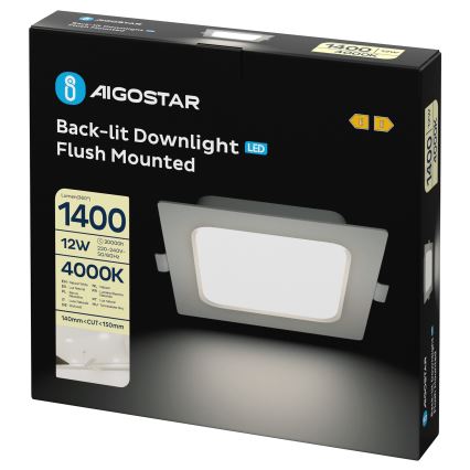 Aigostar - LED inbouwarmatuur LED/12W/230V 4000K 17,5x17,5 cm wit
