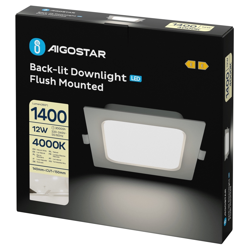 Aigostar - LED inbouwarmatuur LED/12W/230V 4000K 17,5x17,5 cm wit