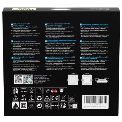 Aigostar - LED inbouwarmatuur LED/12W/230V 4000K 17,5x17,5 cm wit