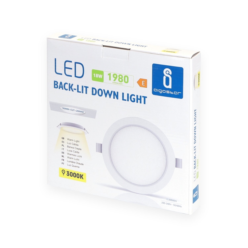 Aigostar - LED inbouwarmatuur LED/18W/230V 3000K Ø 22,2 cm wit