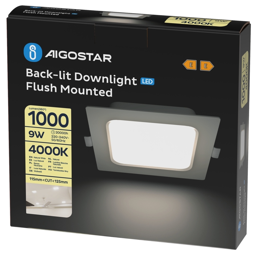Aigostar - LED inbouwarmatuur LED/9W/230V 4000K 14,5x14,5 cm wit