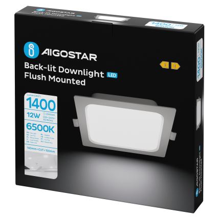 Aigostar - LED inbouwlamp LED/12W/230V 6500K 17,5x17,5 cm wit