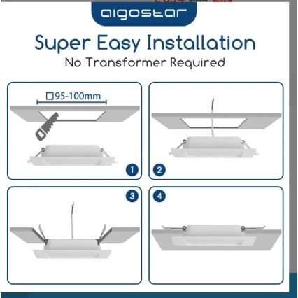 Aigostar - LED-inbouwspot 6W/230V 6500K 12x12 cm wit