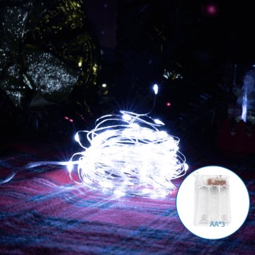 Aigostar - LED Kerst lichtsnoer 100xLED/3xAA 10,3m koud wit