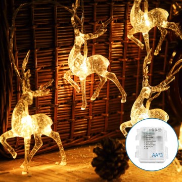Aigostar - LED Kerst lichtsnoer 20xLED/3xAA 3,3m rendieren