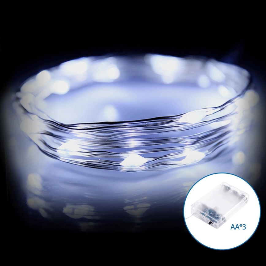 Aigostar - LED Kerst lichtsnoer 50xLED/3xAA 5,3m koud wit