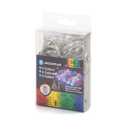 Aigostar - LED Kerst lichtsnoer 50xLED/3xAA 5,3m Meerdere kleuren