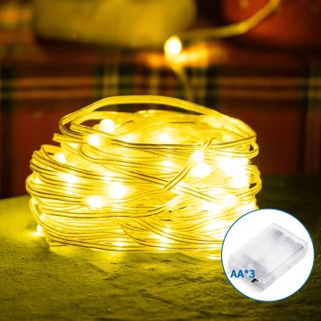 Aigostar - LED Kerst lichtsnoer 50xLED/3xAA 5,3m warm wit