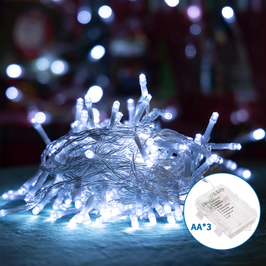 Aigostar - LED Kerst lichtsnoer voor buiten 100xLED/8 Functies 10,3m IP44 koud wit