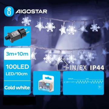 Aigostar - LED Kerst lichtsnoer voor buiten 100xLED/8 Functies 13m IP44 koud wit