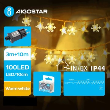 Aigostar - LED Kerst lichtsnoer voor buiten 100xLED/8 Functies 13m IP44 warm wit