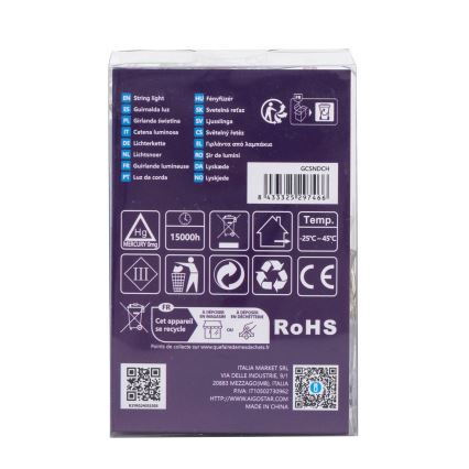 Aigostar -LED Kerst lichtsnoer voor buiten 100xLED/8 Functies 3xAA 10,3m IP44 Meerdere kleuren