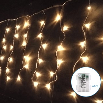 Aigostar-LED Kerst lichtsnoer voor buiten 100xLED/8 Functies 3xAA 8x0,4m IP44 warm wit