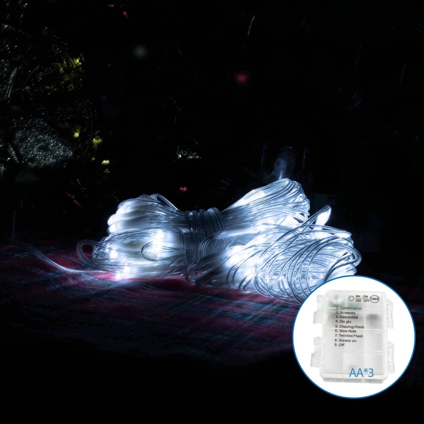 Aigostar -LED Kerst lichtsnoer voor buiten 100xLED/8 Functies 4,5x1,5m IP44 koud wit